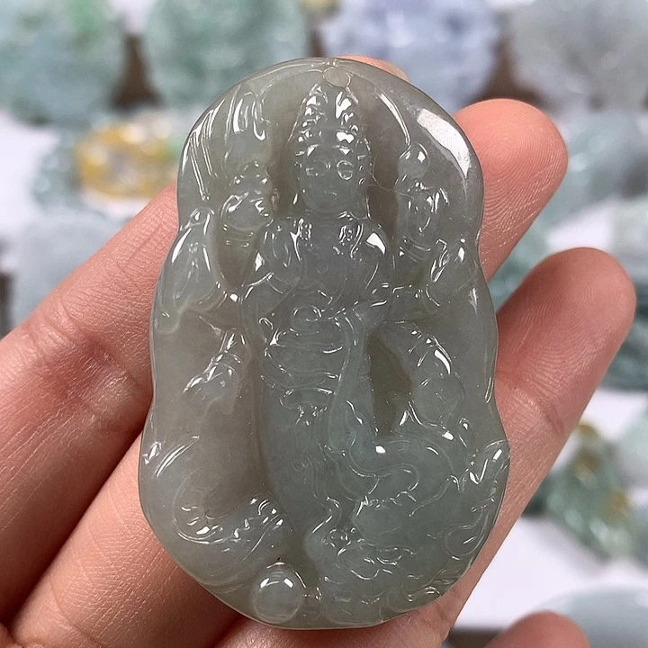 翡翠未镶嵌颈饰千手观音福利有两条棉线福利