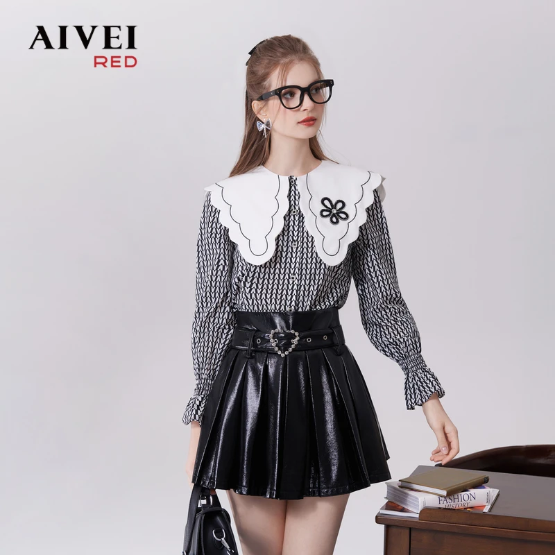 【赵老板专属】AIVEI艾薇格雷系减龄复古学院风长袖衬衫 Q0560266