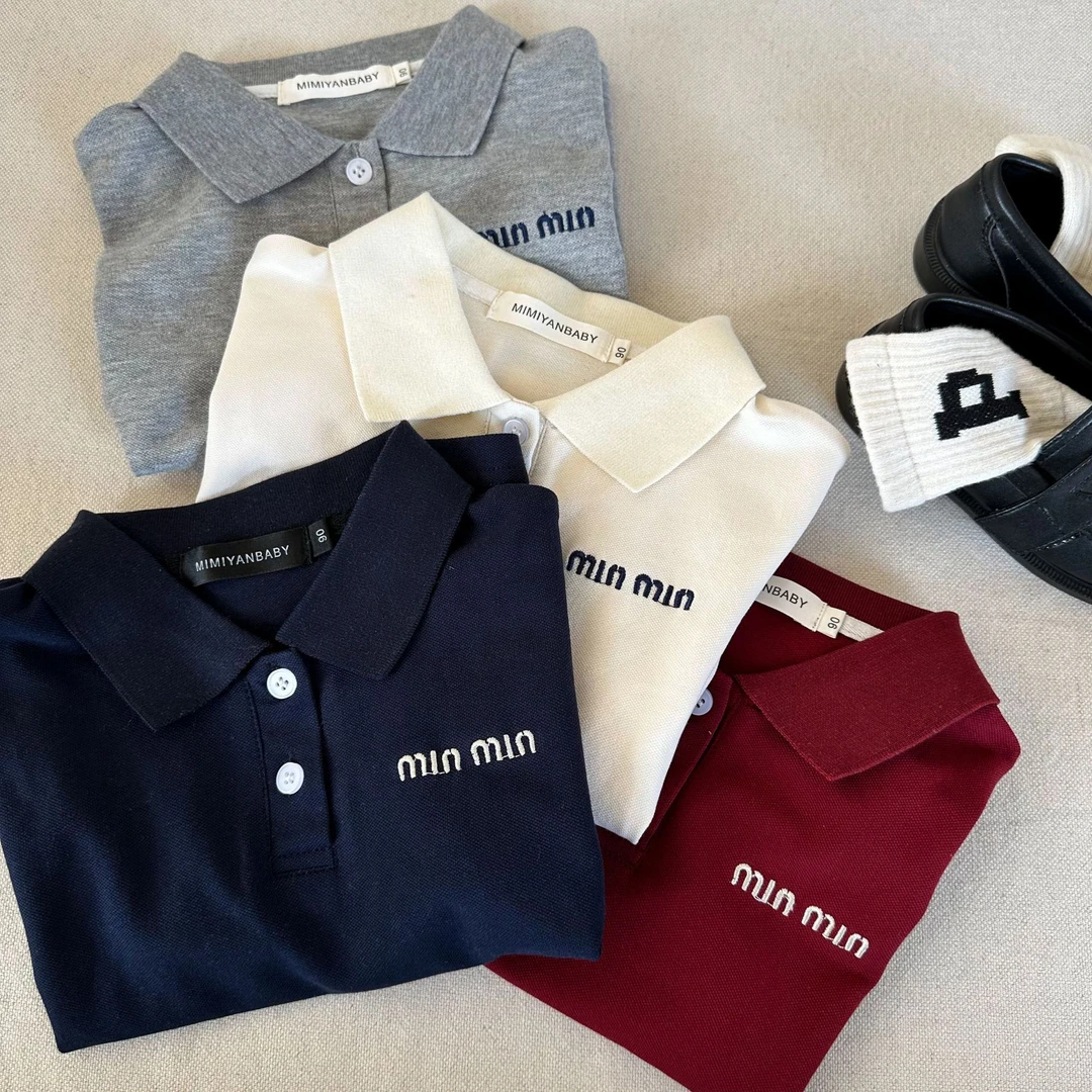 儿童POLO衫2025夏季新品男女童纯色刺绣POLO衫宝宝翻领短袖