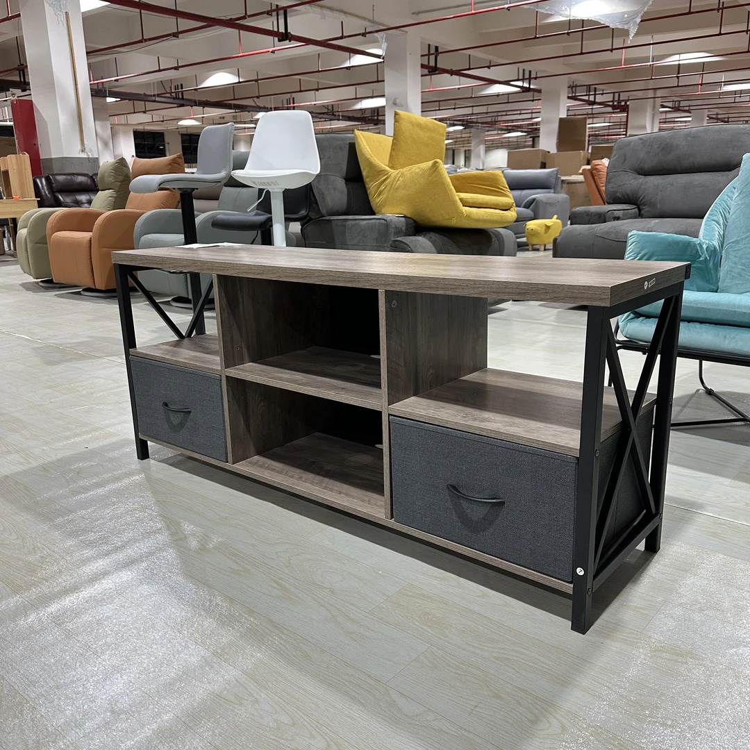 客厅电视柜复古钢木结构储物柜子落地置物架XC