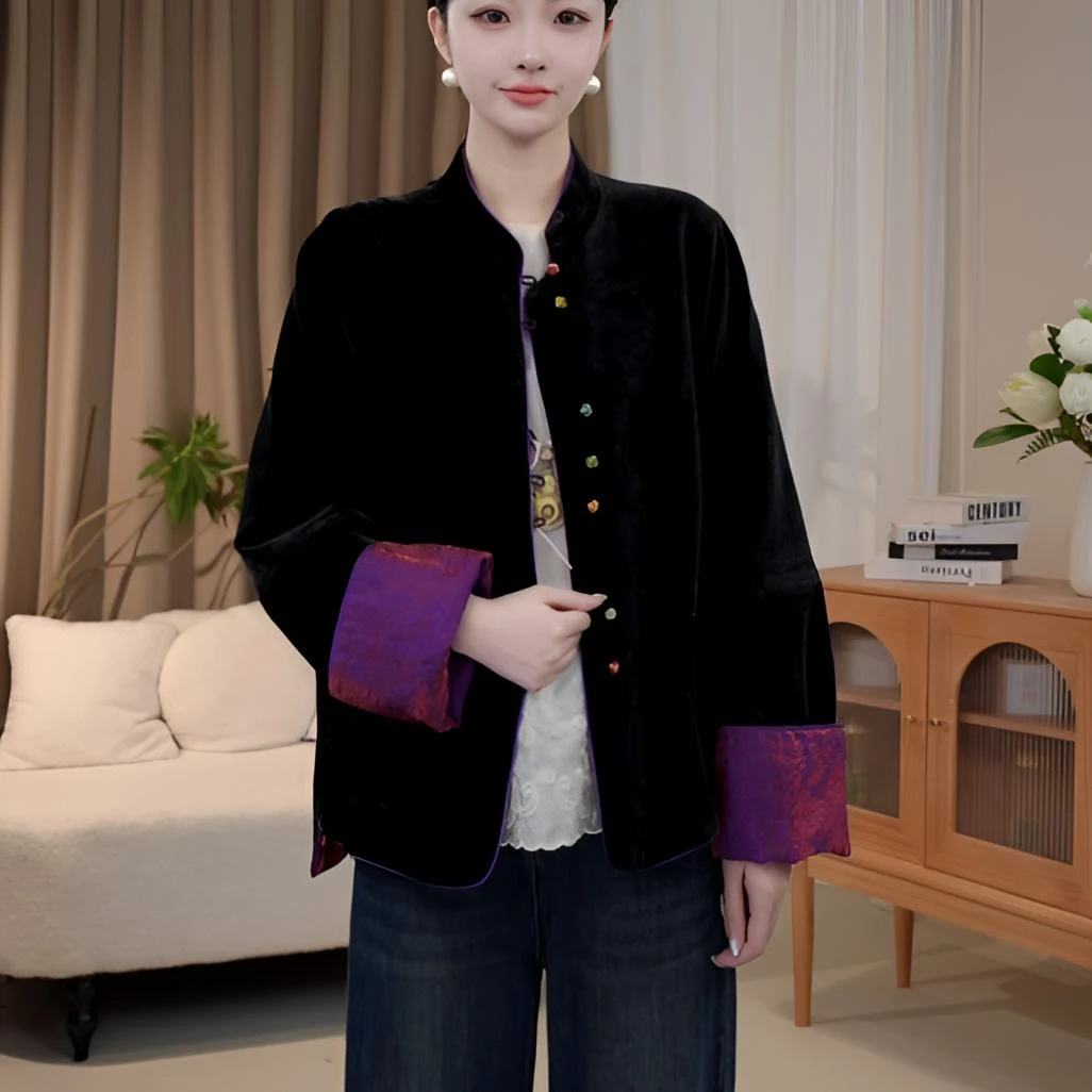 【紫气东来】新中式早秋丝绒双面穿外套女2025C3364-七月杭锦仓