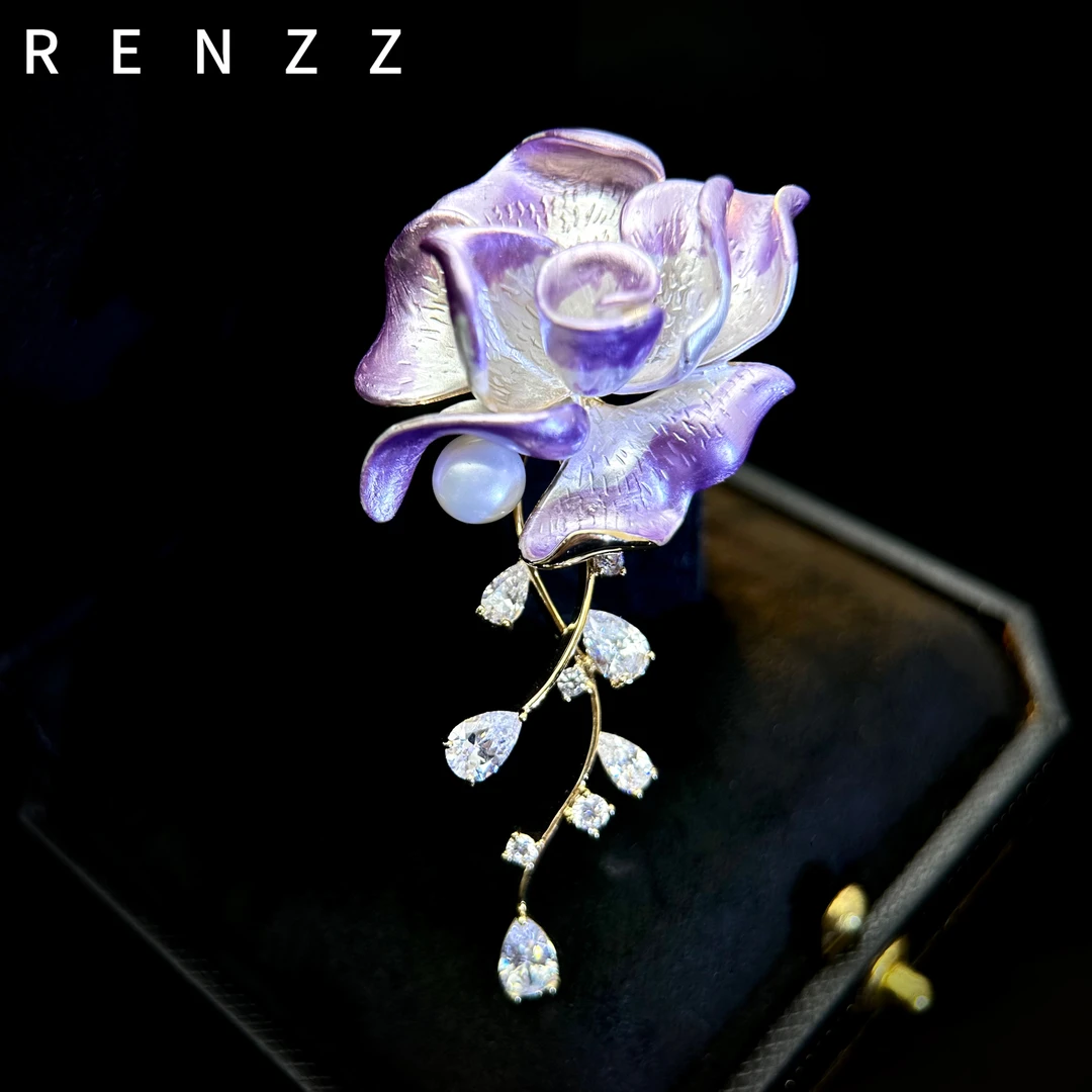 1265紫色玫瑰花胸针