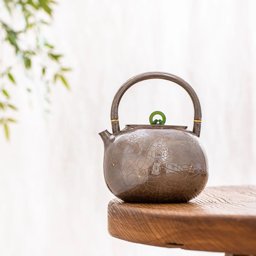 蜂鸟工坊 茶家 隔热把三环冰梅玉钮小花冰裂紫皮提梁壶 CJZPA1135
