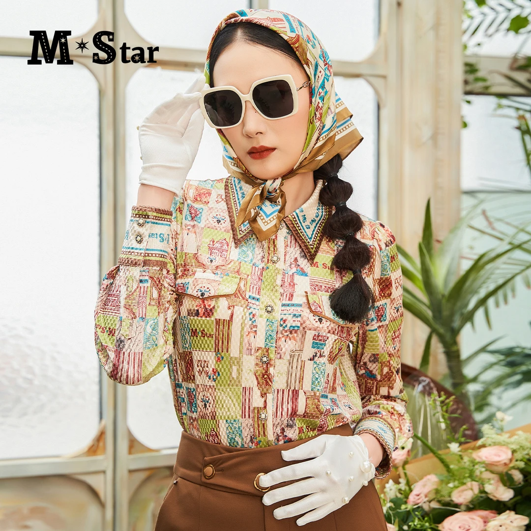 【芊芊专属】M-Star复古印花衬衣上衣 SCES142526
