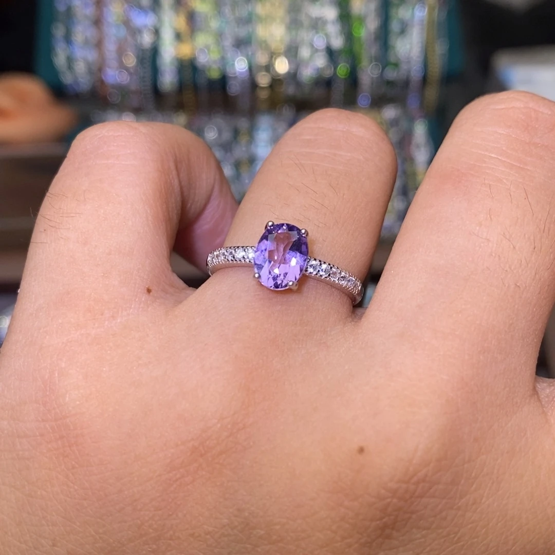 紫晶戒指银S925镶嵌