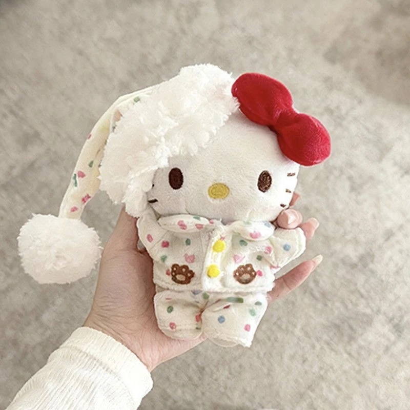 可爱小熊波点睡衣Kitty包挂件印花送女友礼物毛绒公仔钥匙扣挂饰