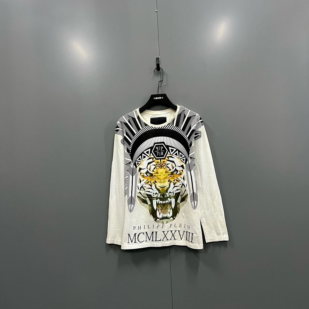 99新 Diesel 711 PHILIPP PLEIN PP 虎头图案印花长袖 L码 103141