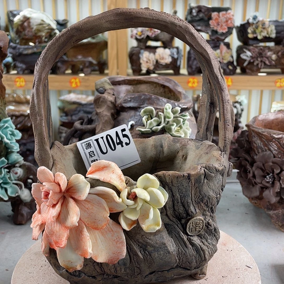 紫砂花盆景德镇陶瓷花盆045