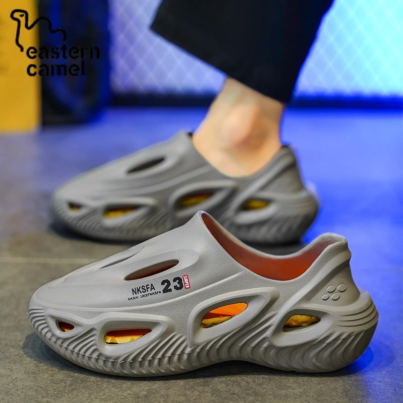 东方骆驼洞洞鞋男款夏季包头镂空沙滩运动防滑凉鞋厚底踩屎感拖鞋