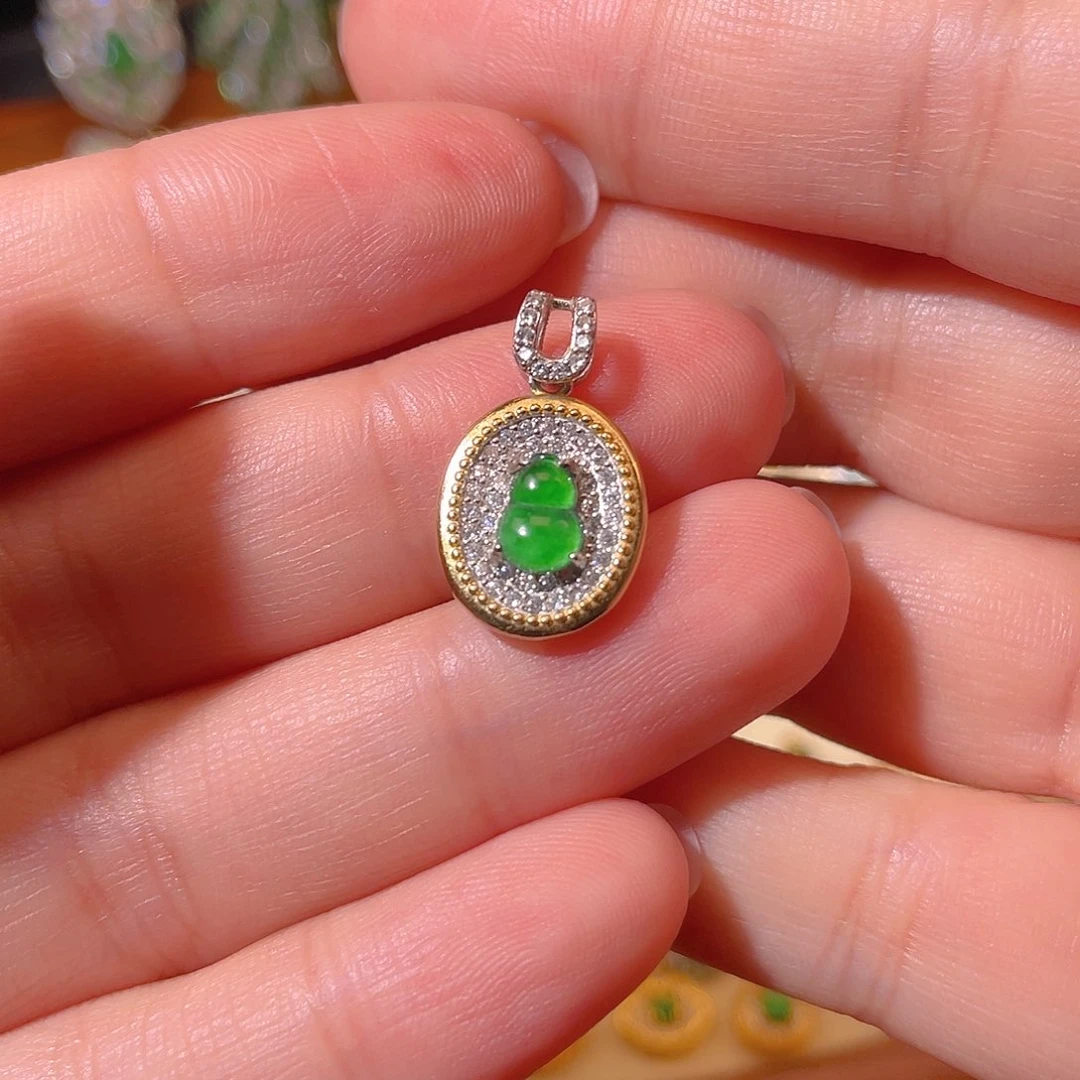 翡翠吊坠(不含链)银S925镶嵌