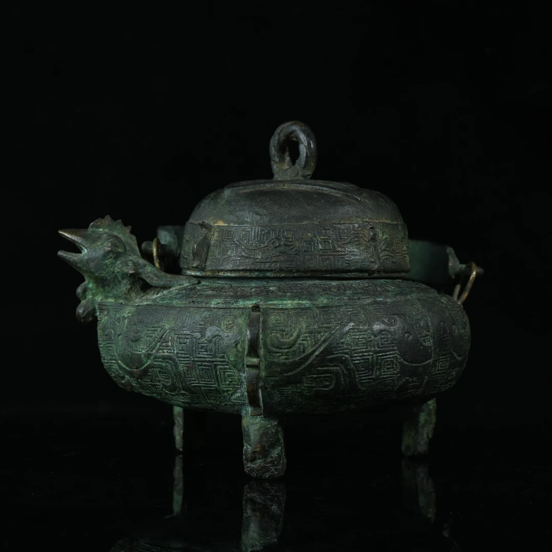 lot15391 5671 明 铜凤纹提梁壶 H:25