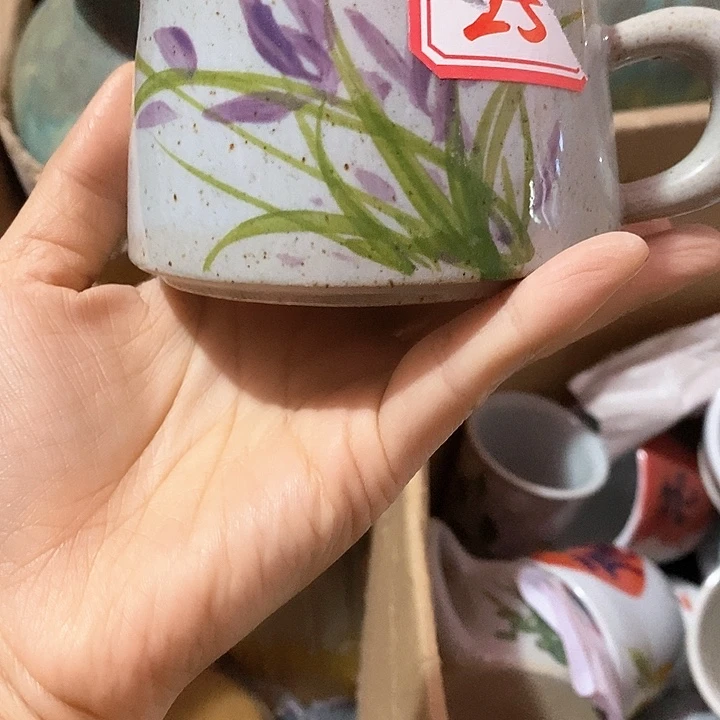 景德镇手绘兰花把手杯