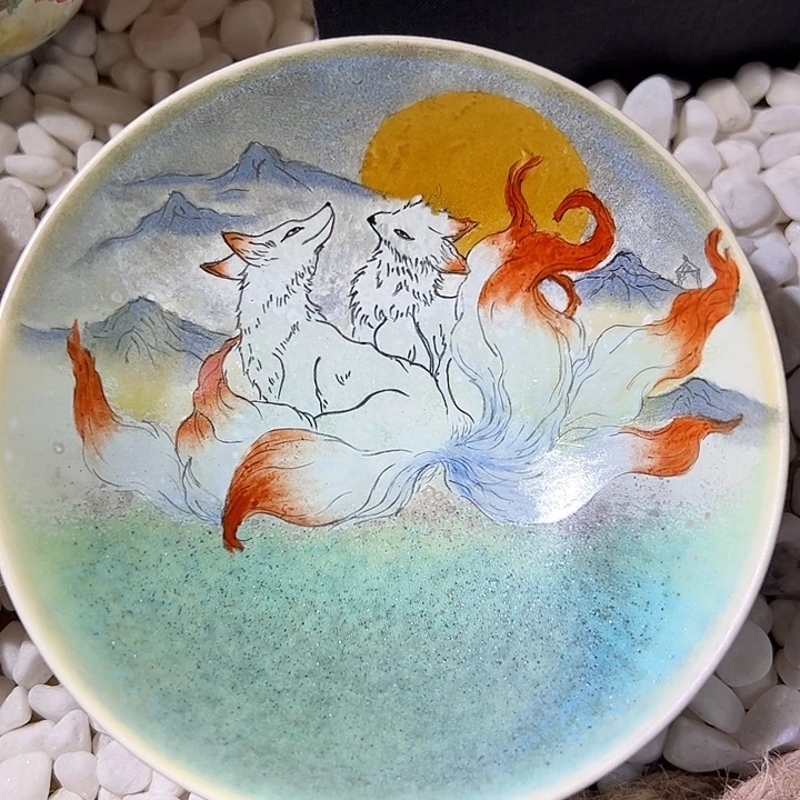 手绘九尾狐普洱杯