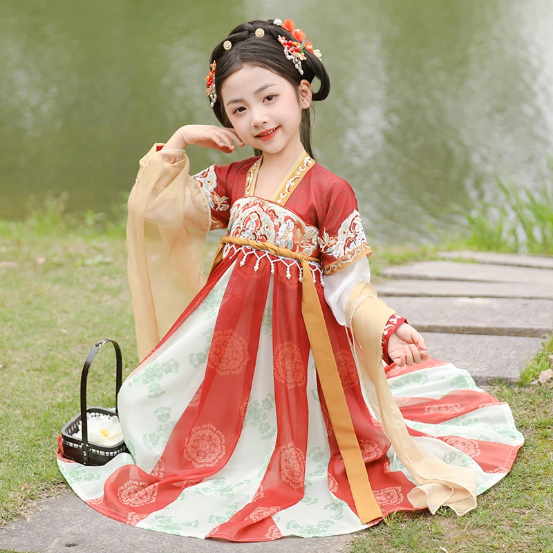 儿童汉服女童2025新款春秋款古装唐朝齐胸小公主古风唐装夏季童装