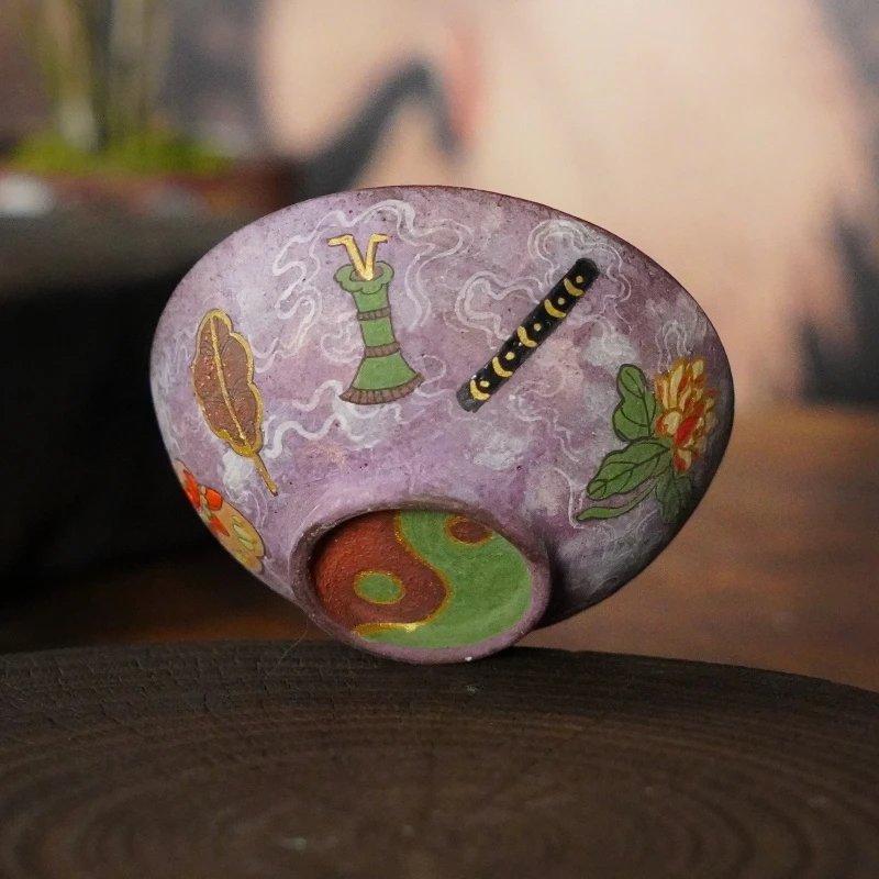 杨一原创设计暗八仙紫砂壶招财进宝描金普洱杯-80cc