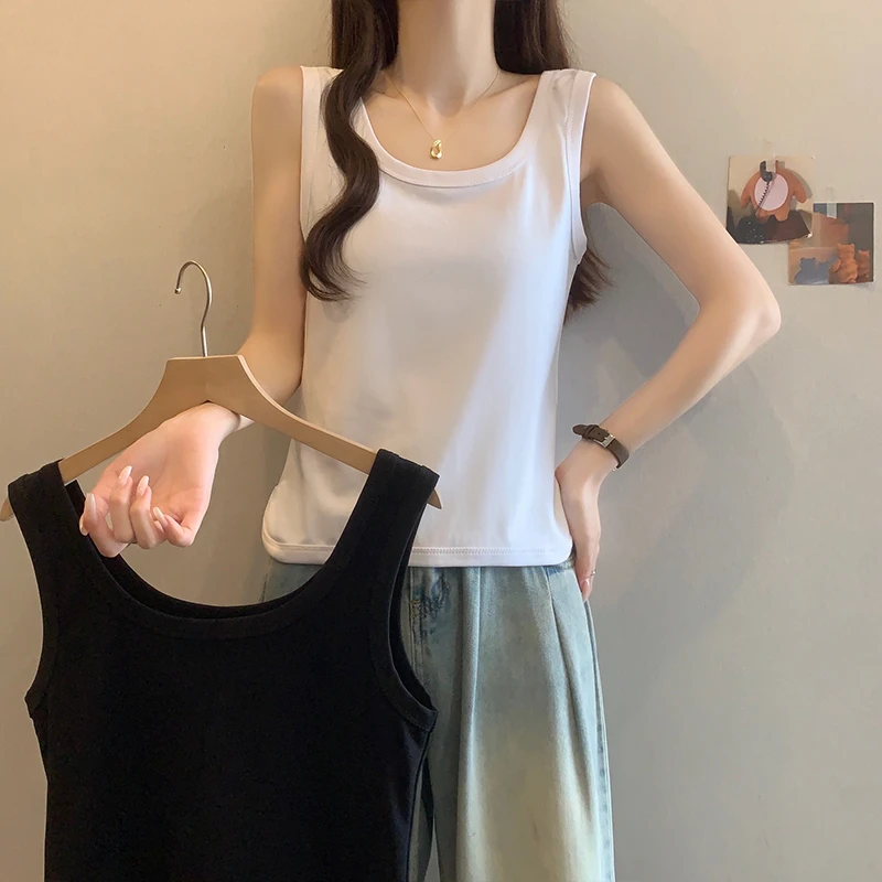 2025夏季新款吊带背心女大码宽松遮肚显瘦外穿内搭打底无袖上衣