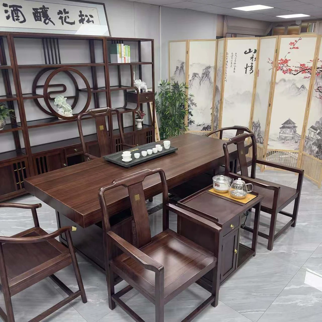 乌金木实木茶桌协商改价专属新中式茶桌禅意茶办公室简约书房桌