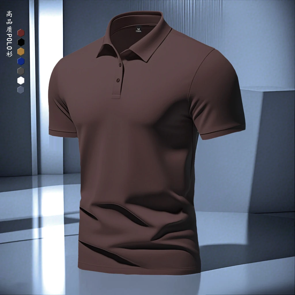 轻奢高级感男士polo衫短袖上衣翻领t恤半袖纯色商务夏季高品质