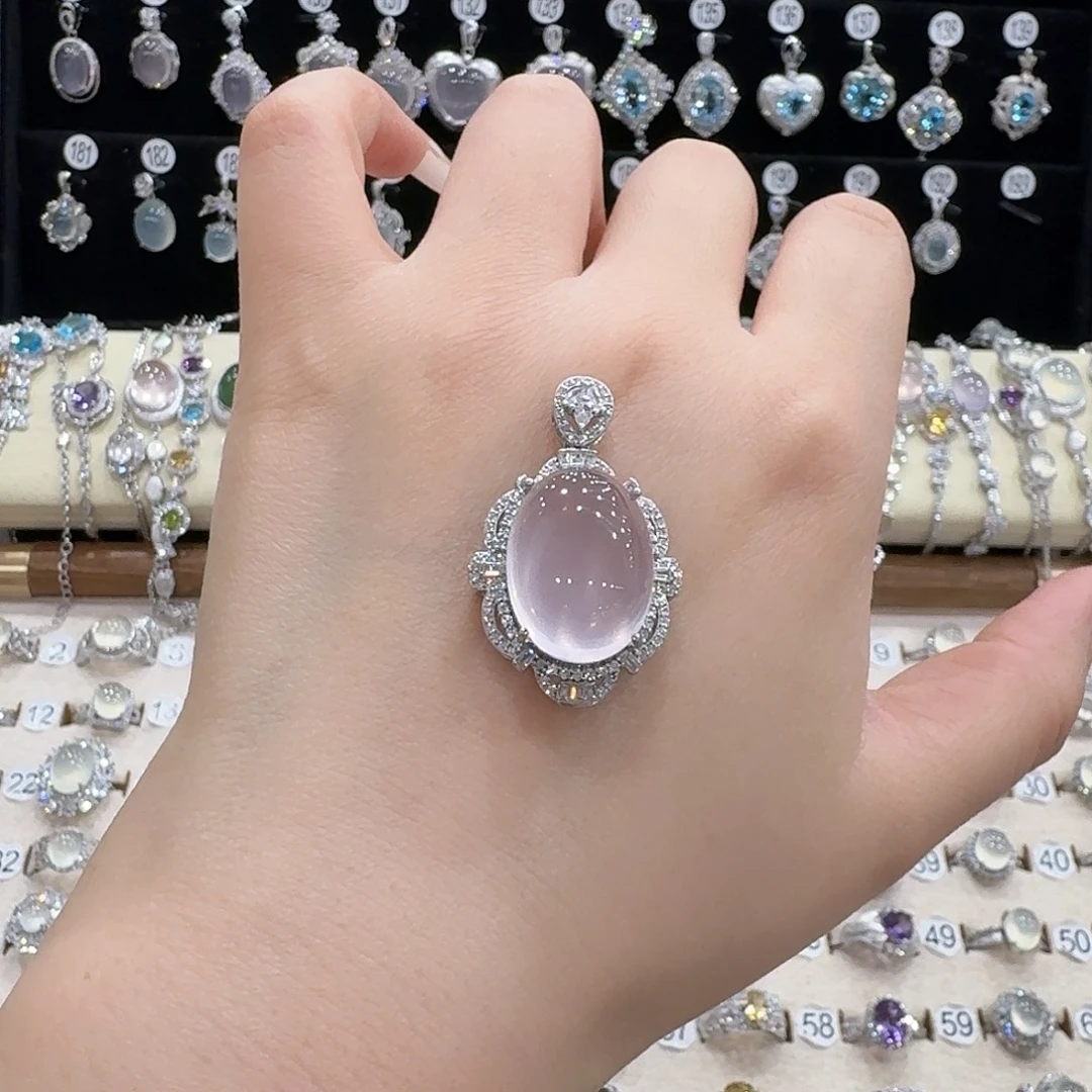 幸***.蛇纹石玉银S925镶嵌吊坠(赠链)