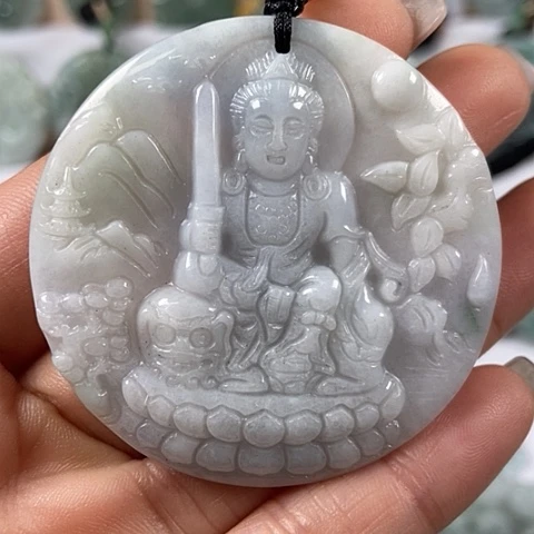 翡翠颈饰未镶嵌文殊菩萨福利