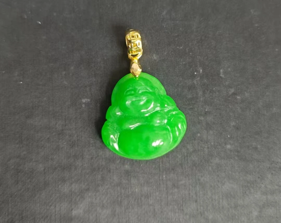 翡翠满绿佛公吊坠H491