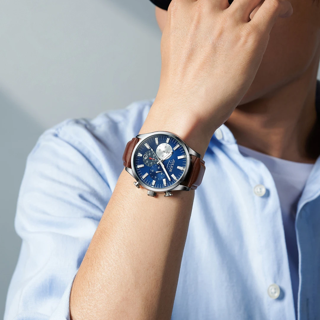 聚利时手表男经典大气男士商务休闲运动石英表多功能高档男表156