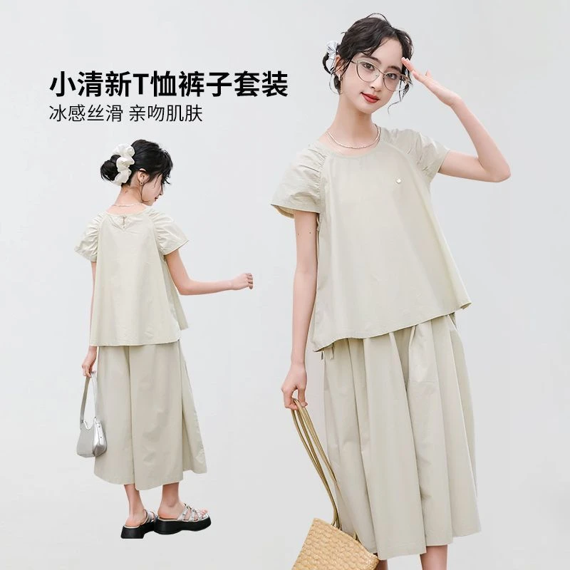 26022女童夏季套装2025新款休闲短袖洋气儿童宽松女孩夏装两件套