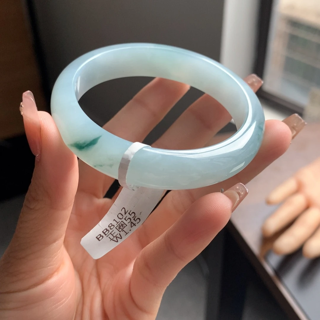 翡翠手镯未镶嵌冰胶蓝花17号