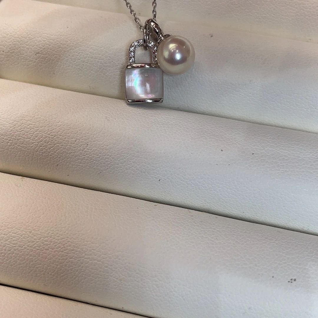 银S925镶嵌海水珍珠项链