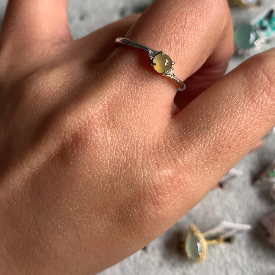 翡翠银S925镶嵌耳饰戒指