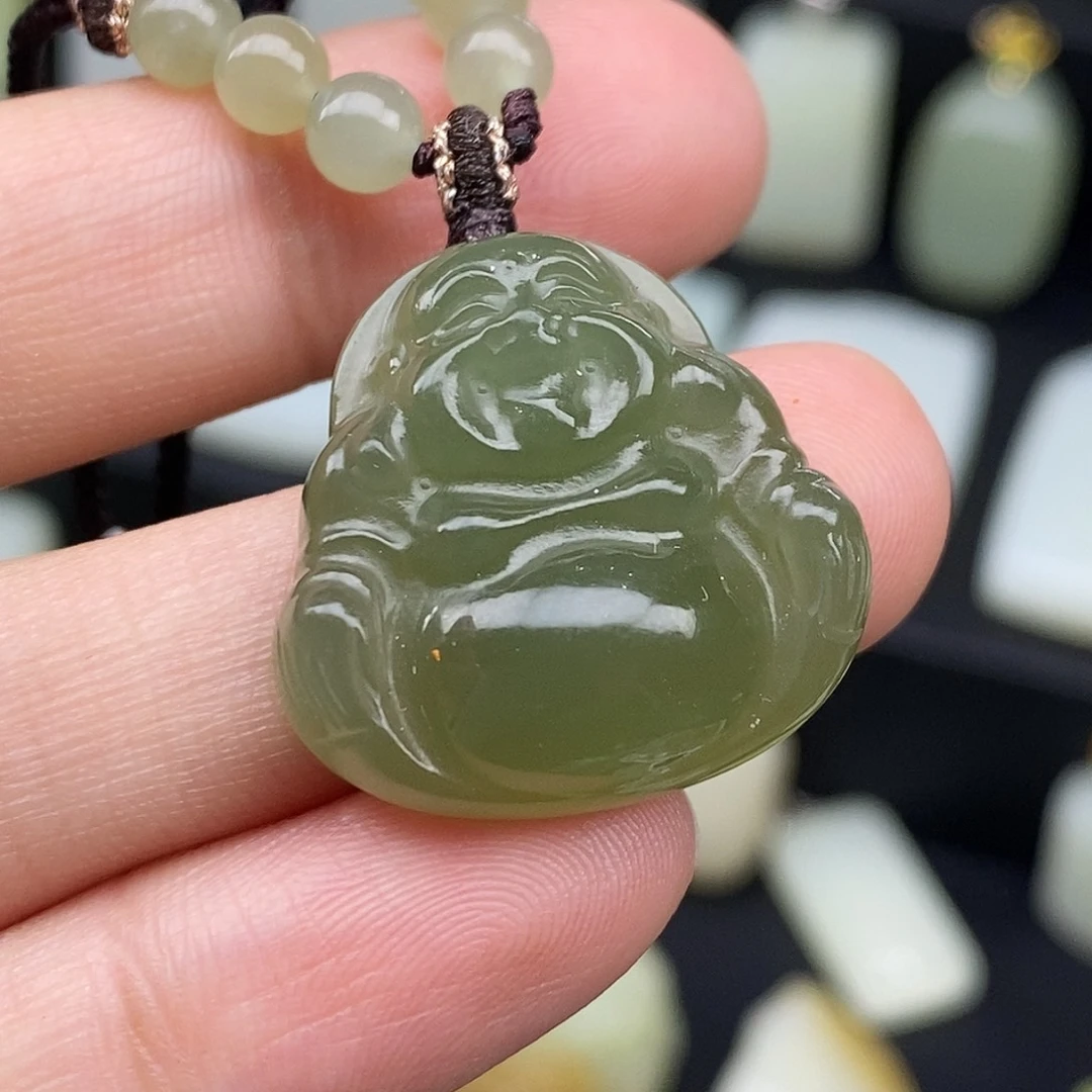 和田玉未镶嵌颈饰卡25厚佛