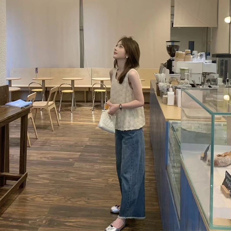 FUGUI RICH小个子水洗牛仔裤夏新款高腰宽松显瘦百搭通勤出游长裤