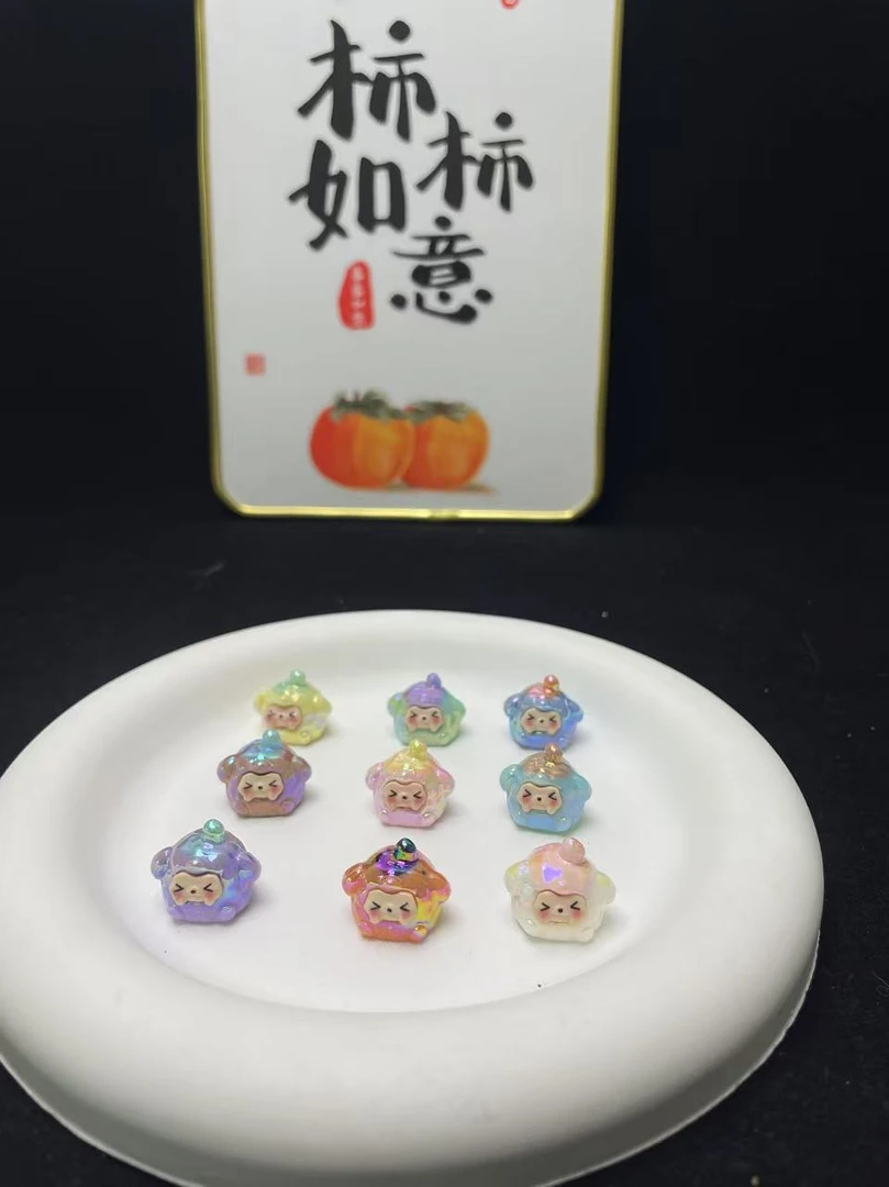 电镀实色迷你渐变小团子树脂摆件车载