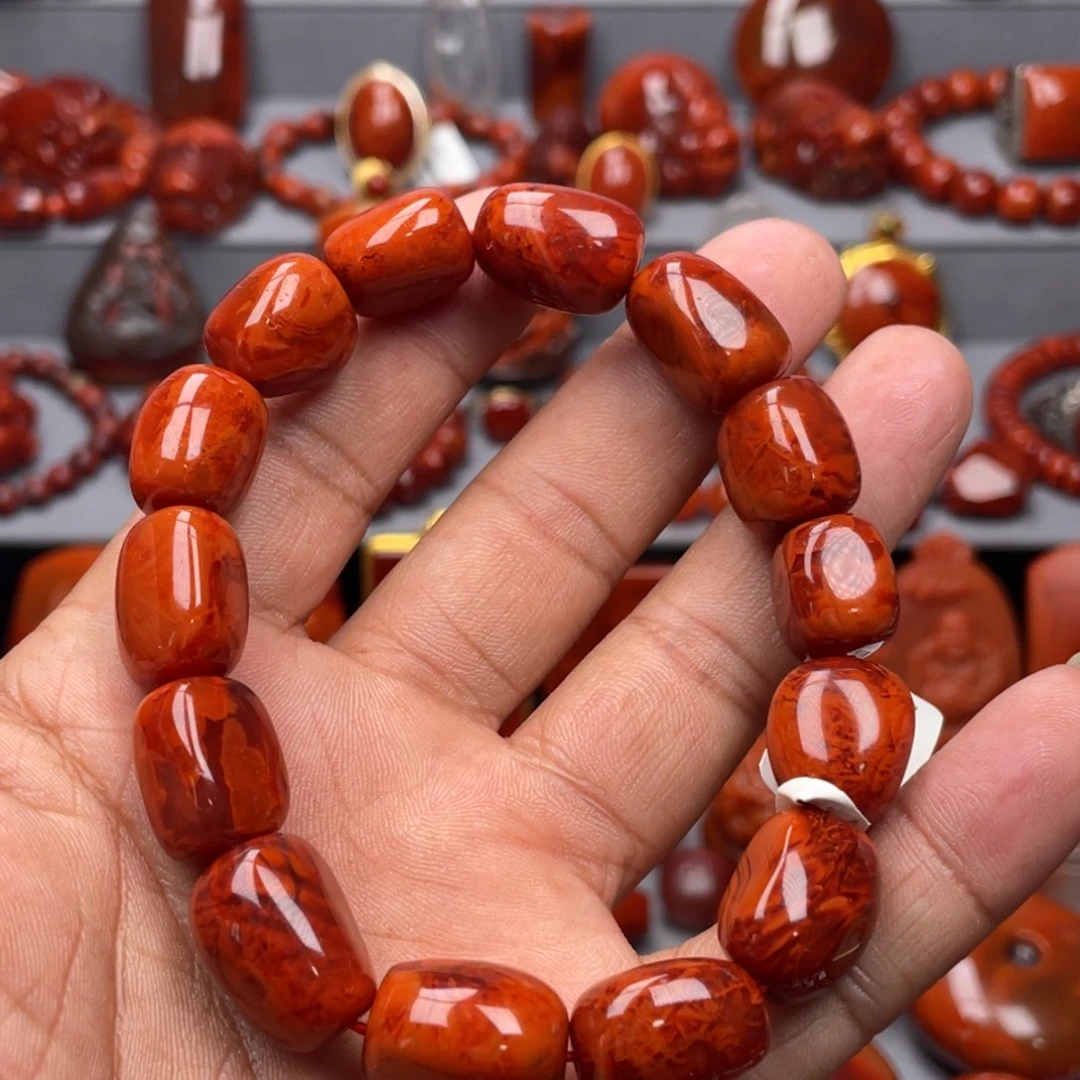 南红玛瑙未镶嵌珠宝奇石单圈