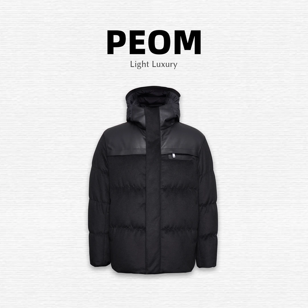 877825 【三星90鹅绒】男士连帽鹅绒服拼绵羊皮羽绒服休闲时尚外套