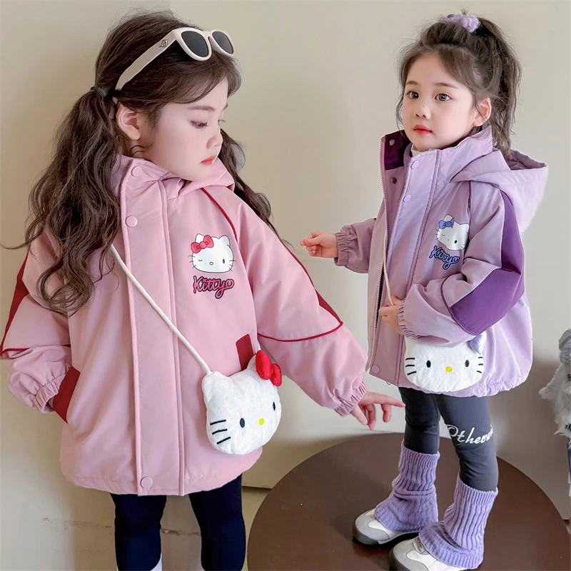 2025年爆款秋冬女童加厚冲锋衣新款时尚韩范女宝连帽外套潮流休闲