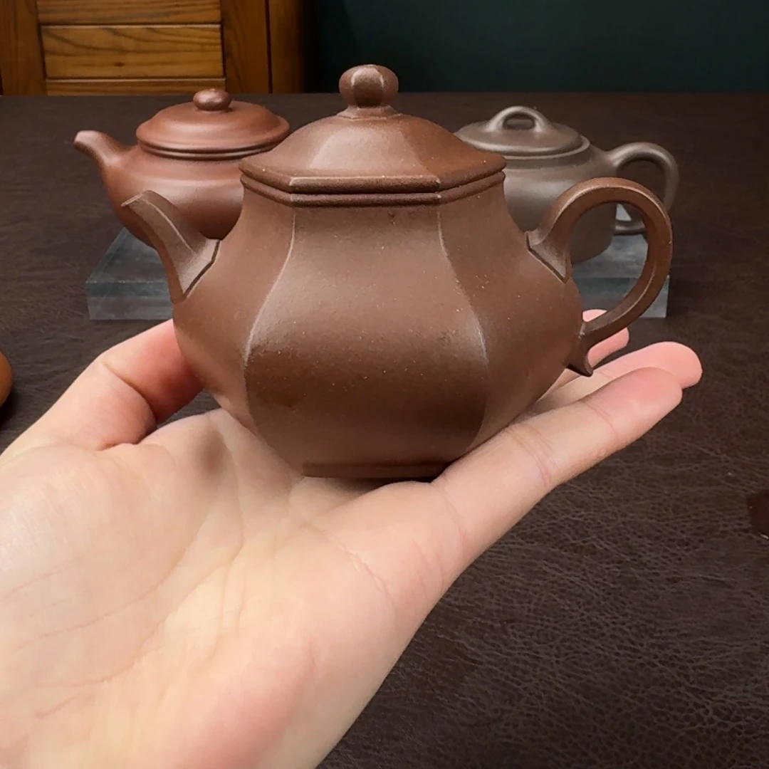 紫砂茶壶江*六方潘壶 紫泥