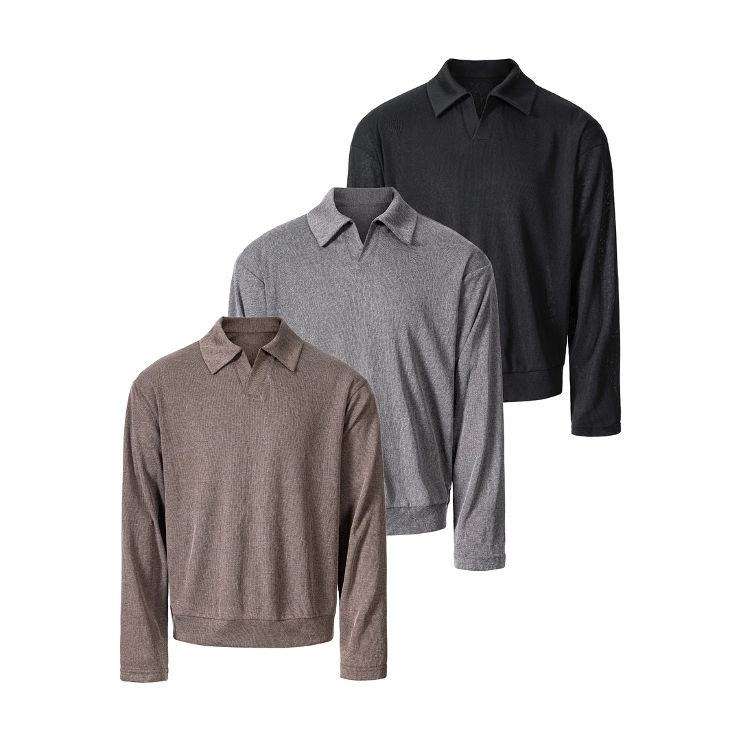 Collared Sleeve/翻领长袖 拼色肌理面料 亲肤百搭基础 老钱风