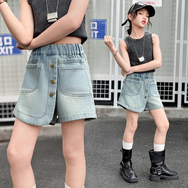 女童夏季新款牛仔裙裤儿童洋气时髦百搭外穿短裤女孩休闲短裙裤潮