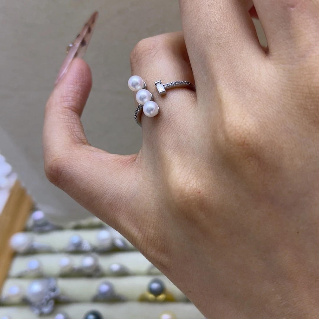 银S925镶嵌海水珍珠戒指