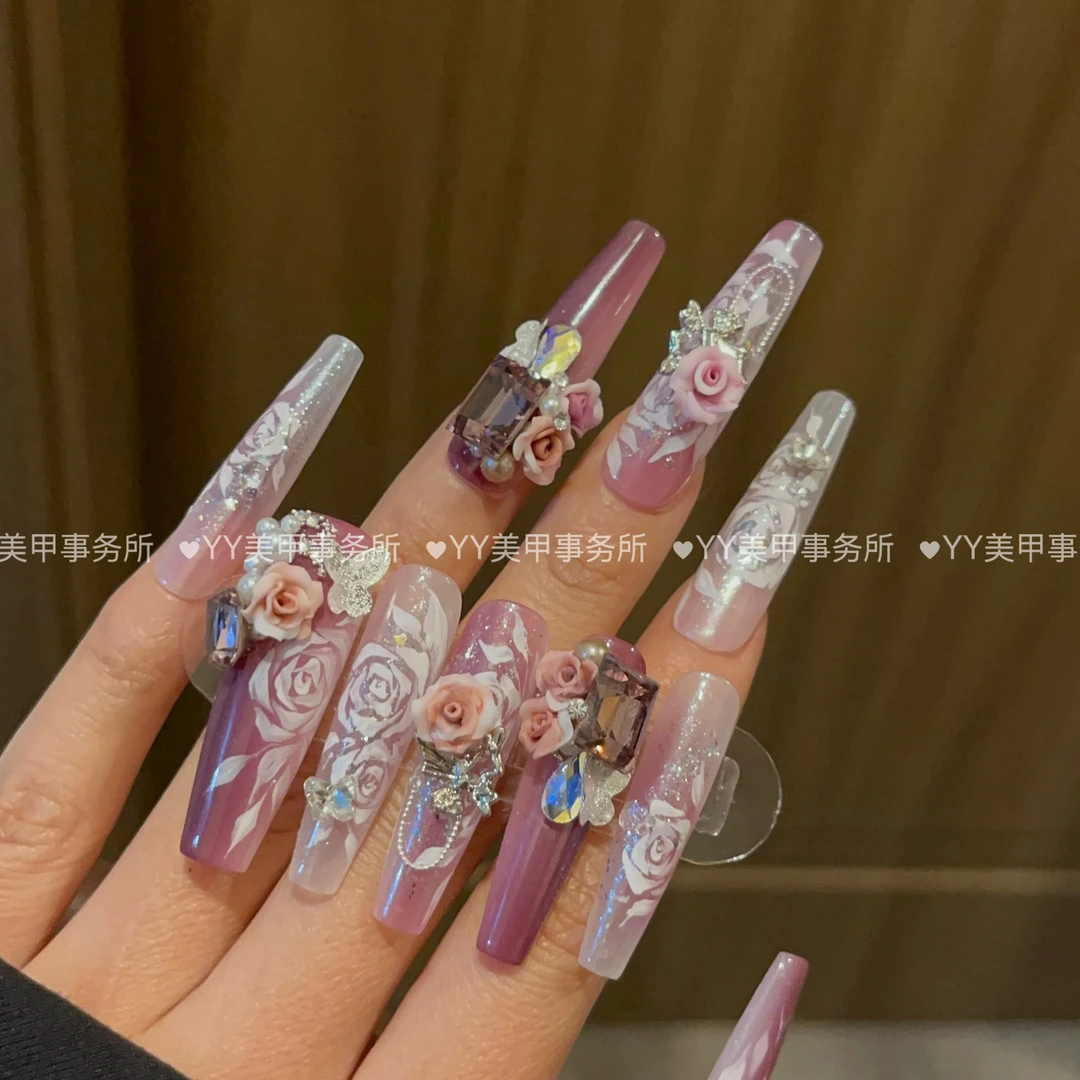 玫瑰限售日 07下单后联系客服改发货时间否则无法制作 高级穿戴甲