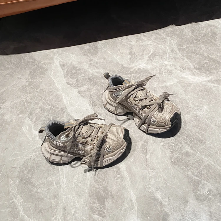 网红ins~走秀款潮牌轻便增高厚底老爹鞋女2025春新款运动鞋休闲鞋