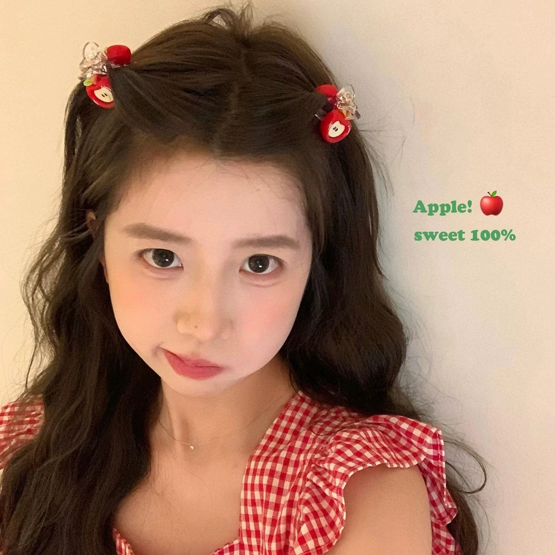 Hi Apple!可爱苹果小号抓夹刘海夹发抓前额碎发夹子边夹少女发饰