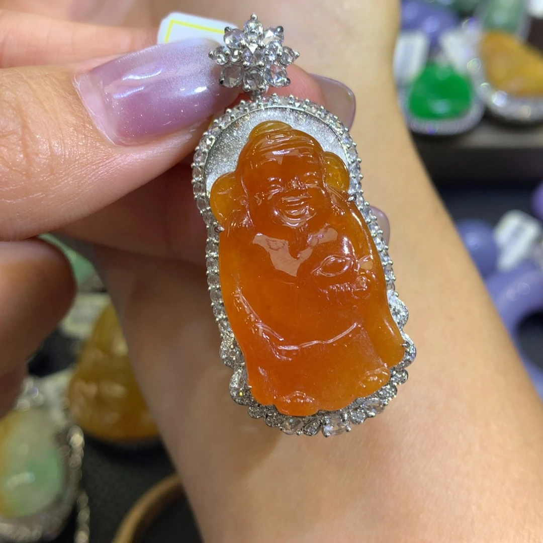 翡翠18K金镶嵌吊坠(赠链)翡翠吊坠