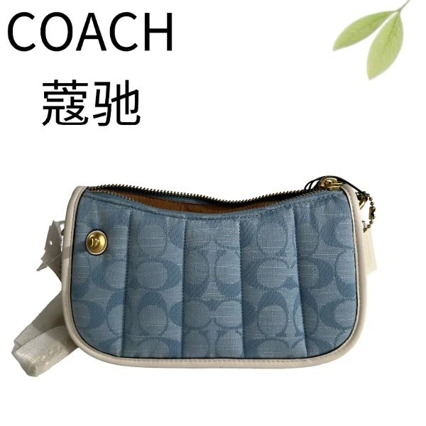 99新 COACH/蔻驰 蓝丹宁手提单肩包G25905170底长20X10