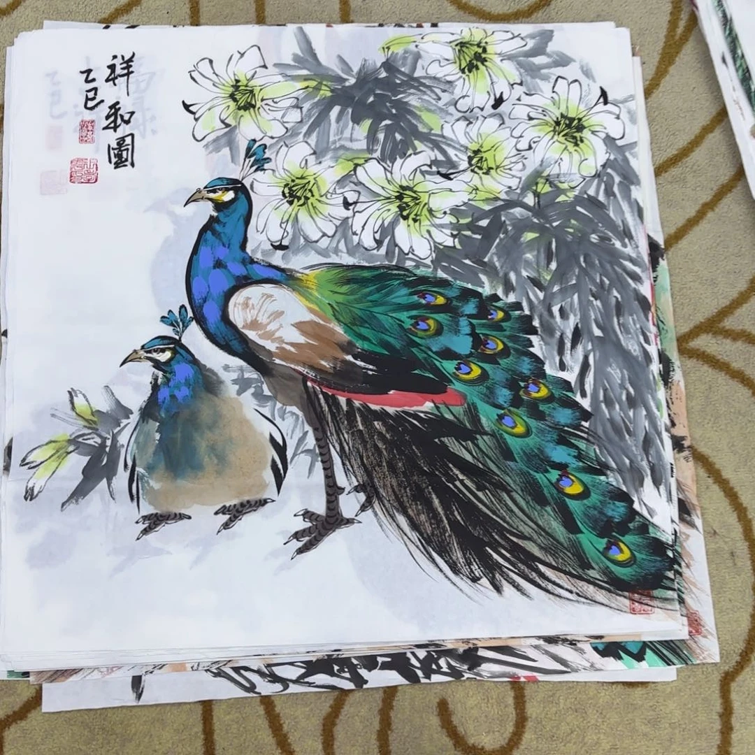 国画王孝华四尺斗方花鸟艺