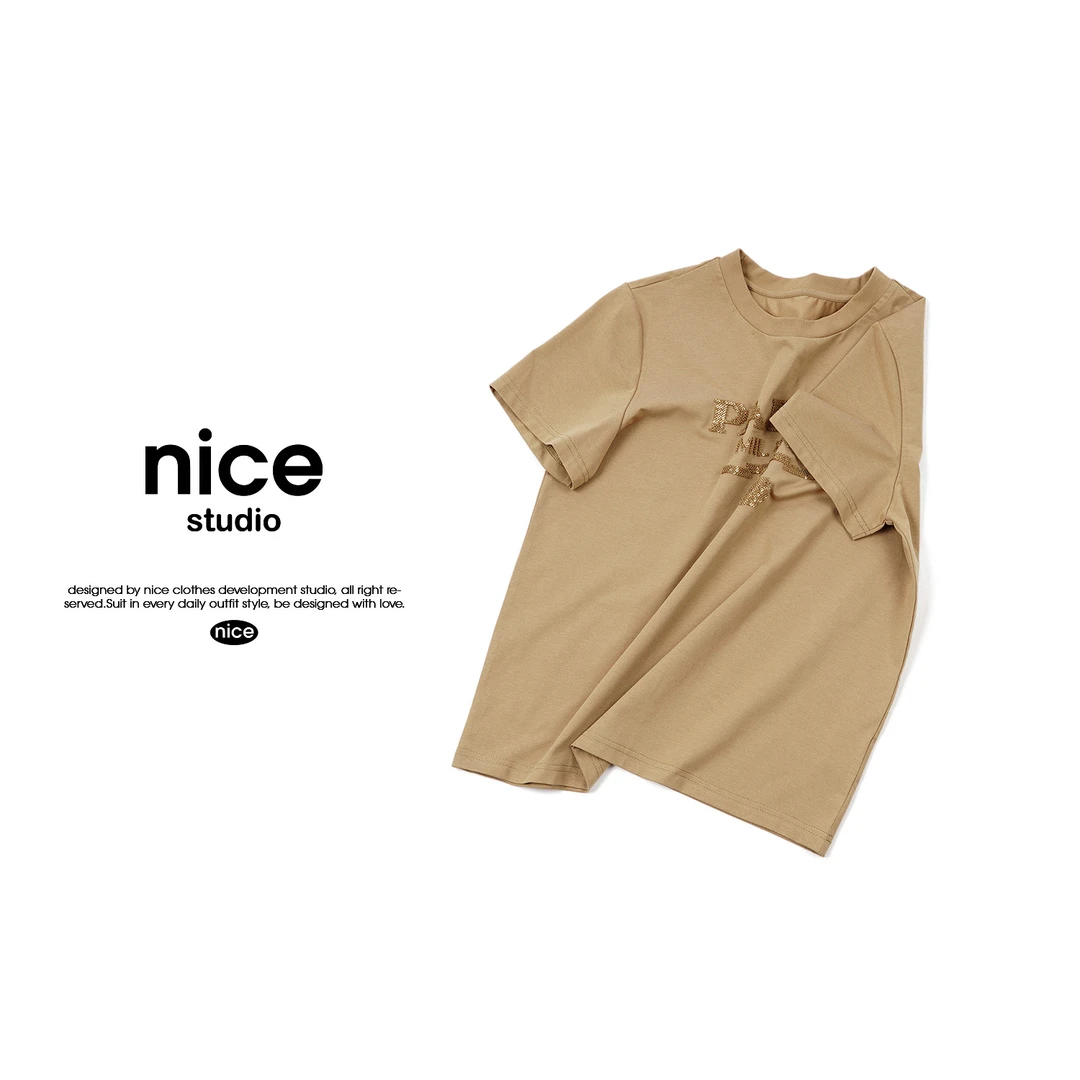 奈斯专属【时尚刺绣别致短袖】2025夏季新款独特漂亮小衫YS5ZA0377