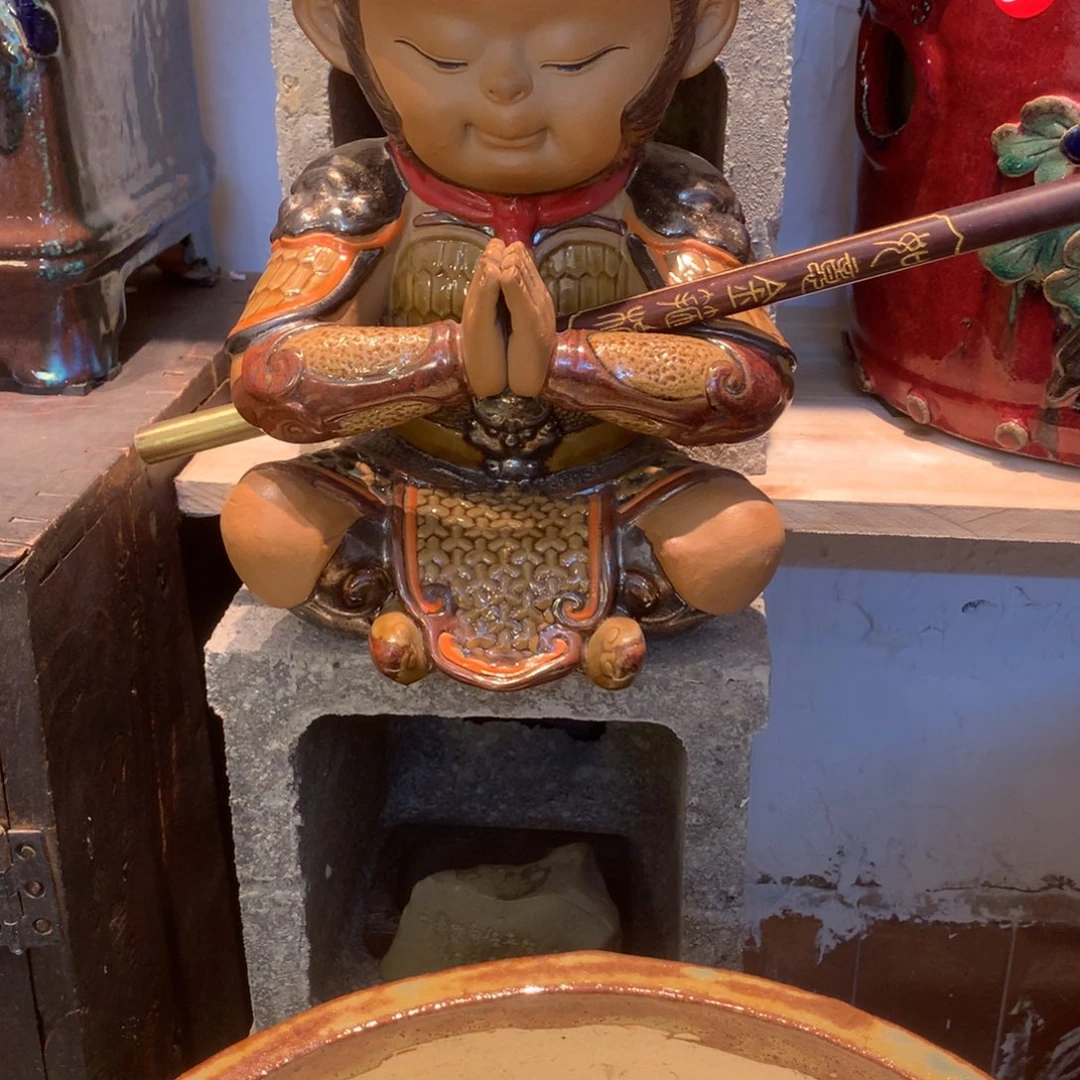 纯手工高温石湾盆梨*姐悟空