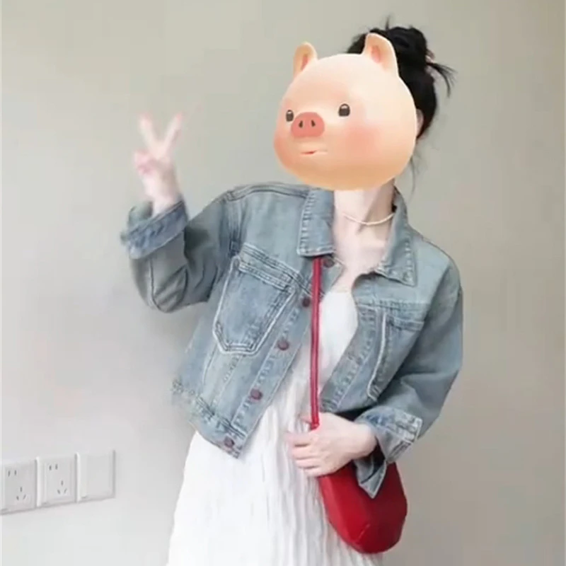 2025春季搭配一整套女宽松显瘦牛仔外套浅蓝色正肩短款夹克开衫潮