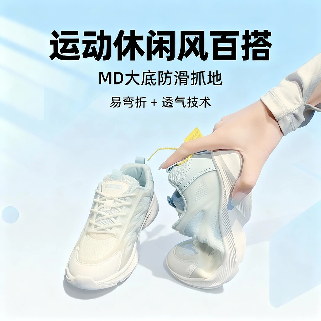 跑步鞋女款2025新款网面百搭跑鞋轻便厚底秋季白色休闲运动鞋女鞋